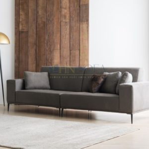 Mẫu sofa văng 2 chỗ HNSN04 bọc nỉ màu nâu cá tính