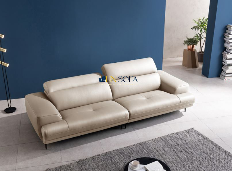 Mẫu sofa văng da Malaysia trắng kem HNS31 - Ảnh 4