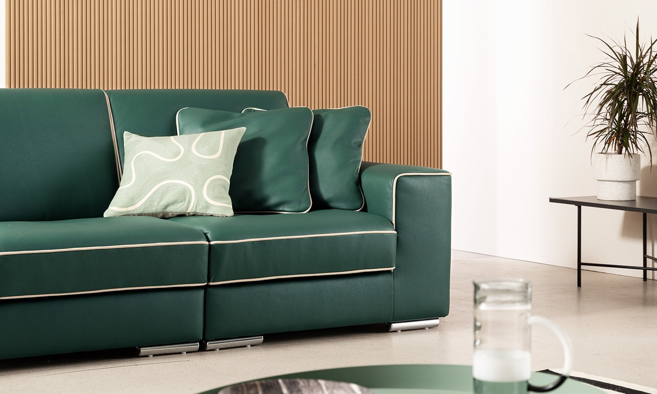 Mẫu sofa văng da Hàn Quốc màu xanh lá HNS50 - Ảnh 11