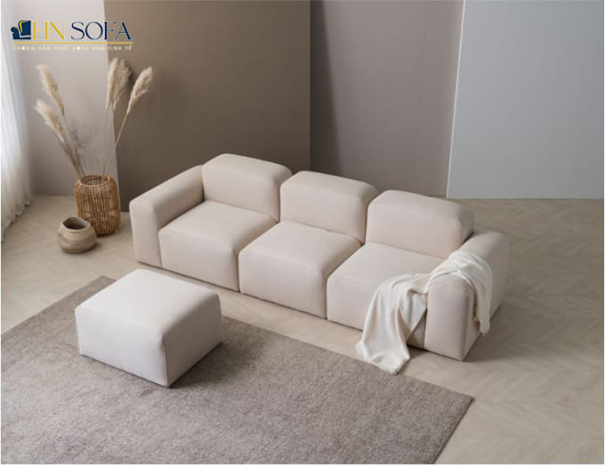 Mẫu sofa bọc nỉ hiện đại mã HNSN01