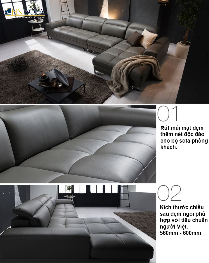 Về thiết kế, ghế sofa được thiết kế theo phong cách hiện đại.