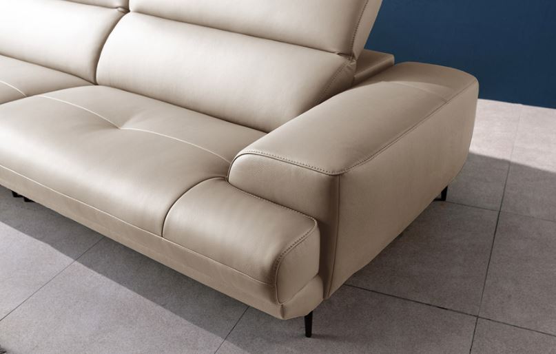 Mẫu sofa văng da Malaysia trắng kem HNS31 - Ảnh 5