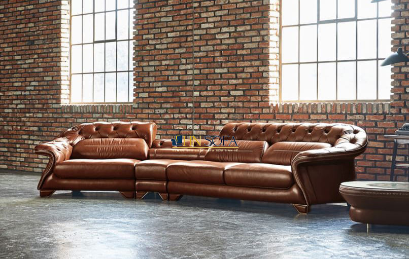 Mẫu sofa tân cổ điển da bò Ý HNS45
