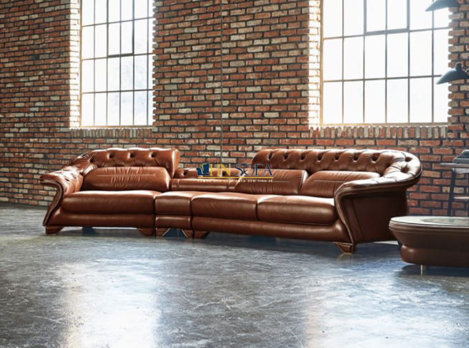 Mẫu sofa tân cổ điển da bò Ý HNS45 - Ảnh 6