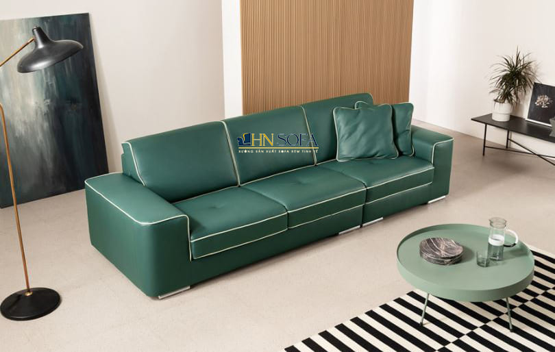 Mẫu sofa văng da Hàn Quốc màu xanh lá HNS50 - Ảnh 2