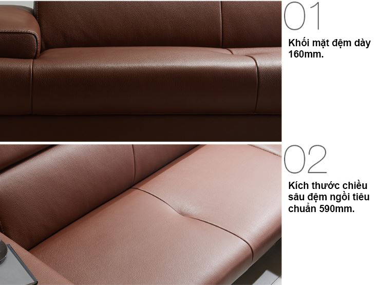 Mẫu sofa góc L da Anh Quốc HNS24 - Ảnh 4