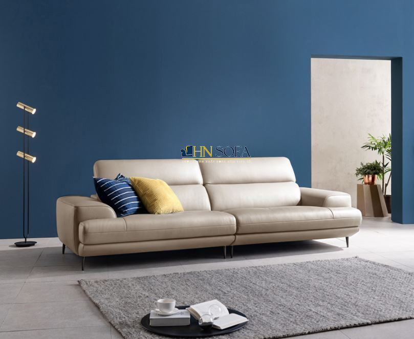 Mẫu sofa văng da Malaysia trắng kem HNS31 - Ảnh 6