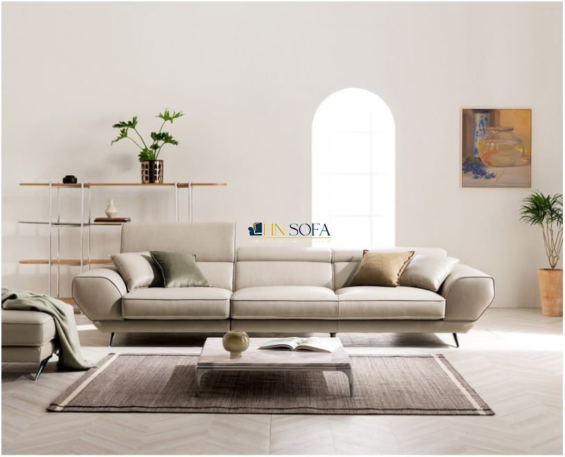 Sofa văng da Microfiber hiện đại trắng kem HNS36