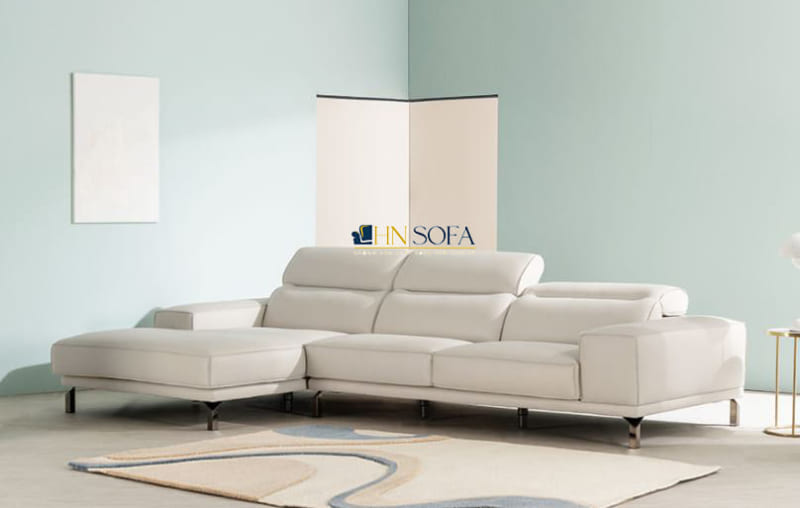 Tạo điểm nhấn cho phòng khách với sofa góc L da Hàn HNS61