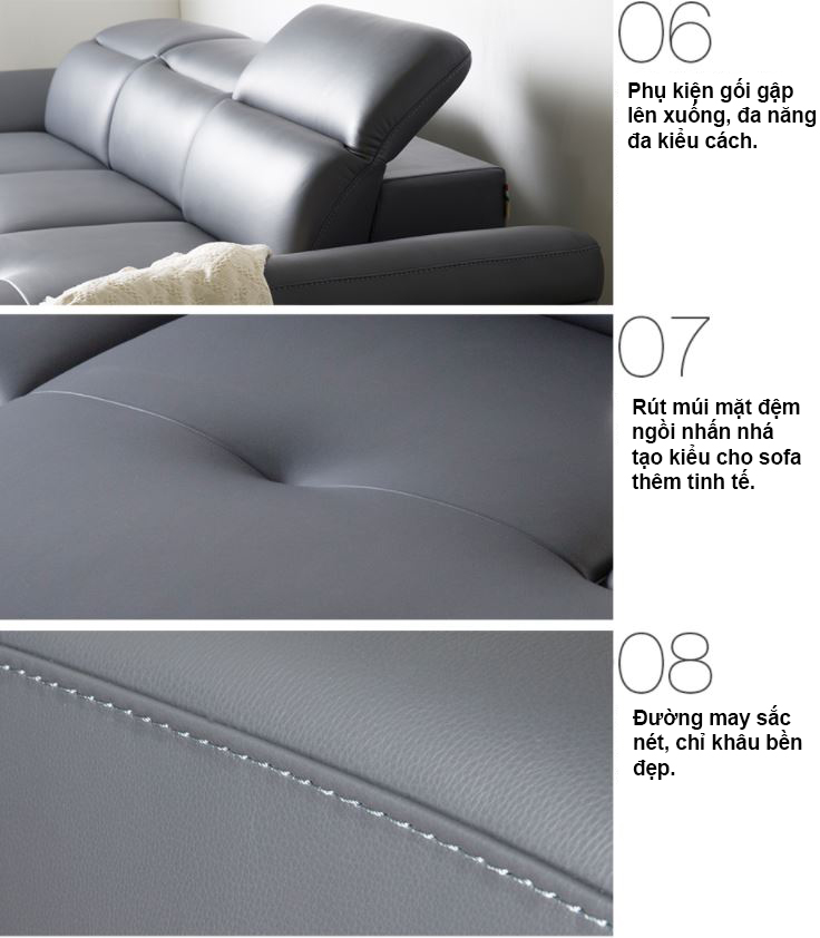 Mẫu sofa góc L da Hàn Quốc HNS17 những đường cong hoàn hảo - Ảnh 13