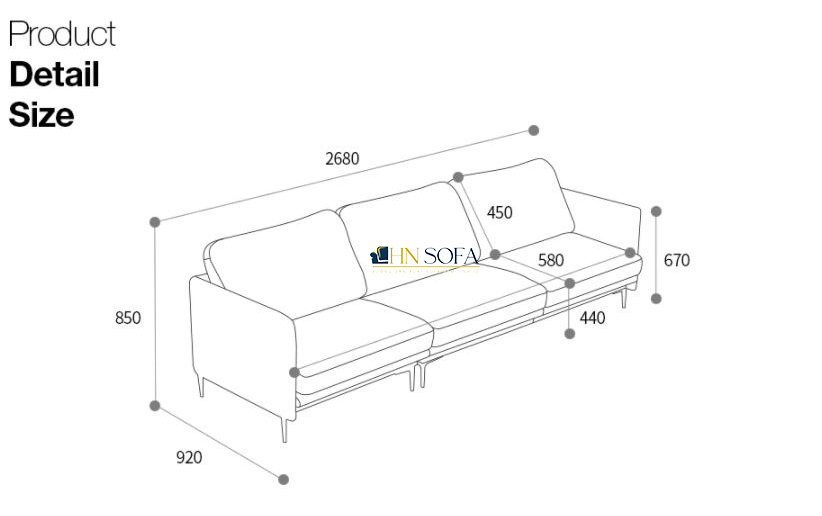 Sofa băng 3 chỗ bọc nỉ Hàn Quốc cao cấp HNSN13 - Ảnh 5