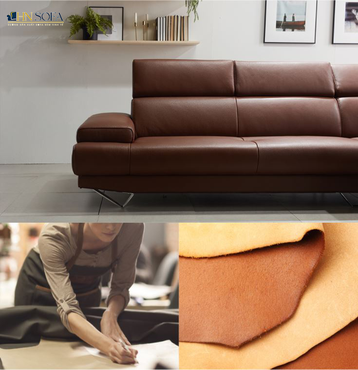 Mẫu sofa góc L da Anh Quốc HNS24 - Ảnh 5