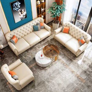 Alternative view of Sofa văng tân cổ điển HNS152 bọc da Hàn Quốc