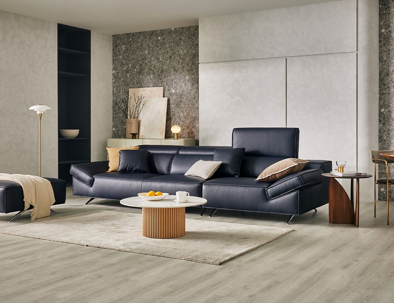Sofa văng HNS161 bọc da Microfiber của Ý