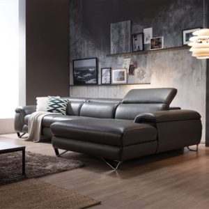 Mẫu sofa góc L màu nâu sang trọng HNS07