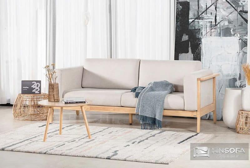 Mẫu phòng khách 15m2 với ghế sofa băng gọn gàng