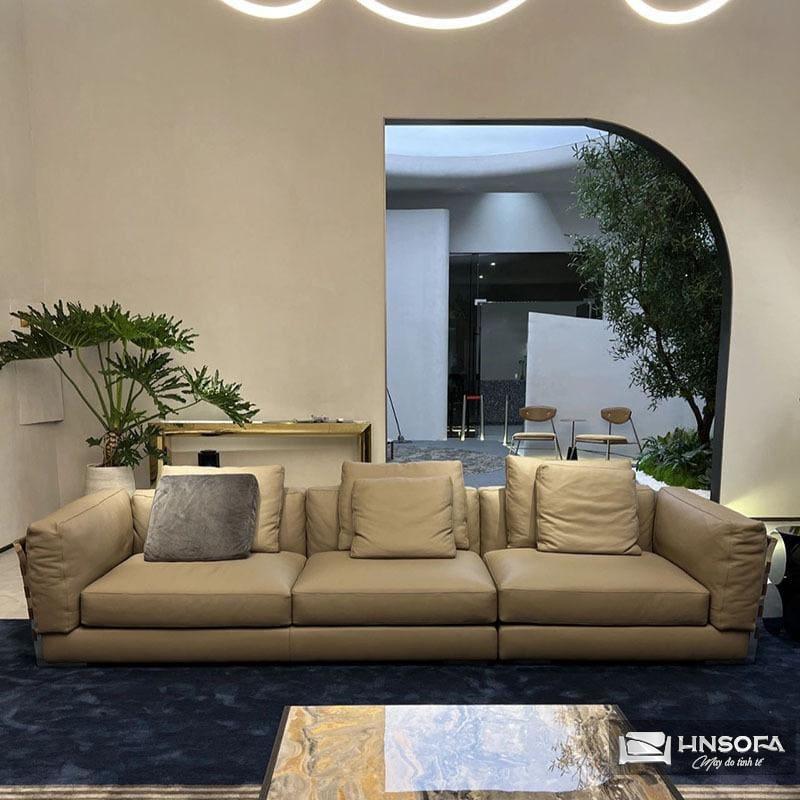 Mẫu sofa da bò thật 100% nhập khẩu hiện đại