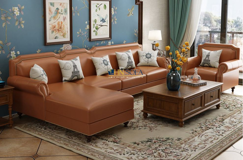 Đẳng cấp Sofa bộ hot tân cổ điển bọc da HNS63 nâng tầm không gian - Ảnh 3