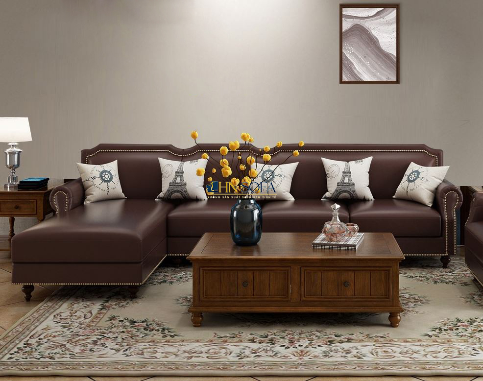Đẳng cấp Sofa bộ hot tân cổ điển bọc da HNS63 nâng tầm không gian - Ảnh 7
