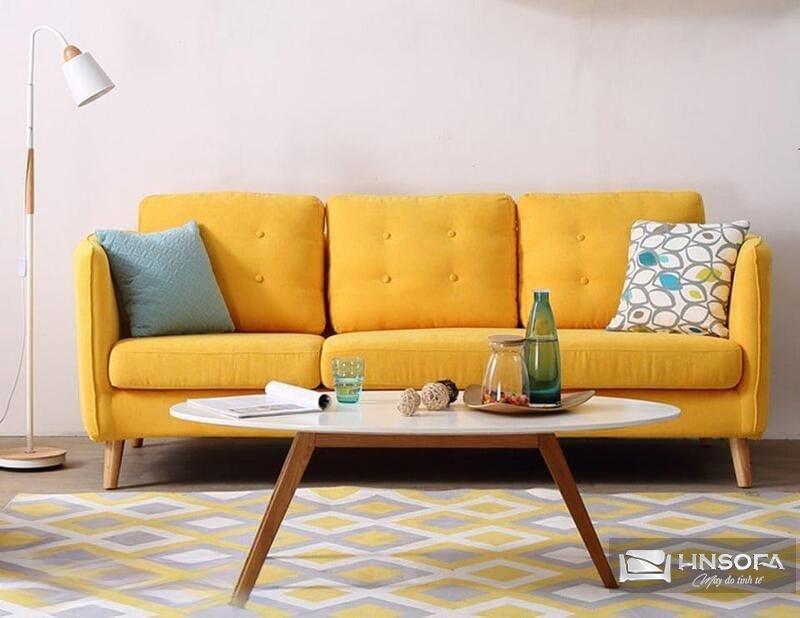 Sofa văng da màu vàng tiện nghi