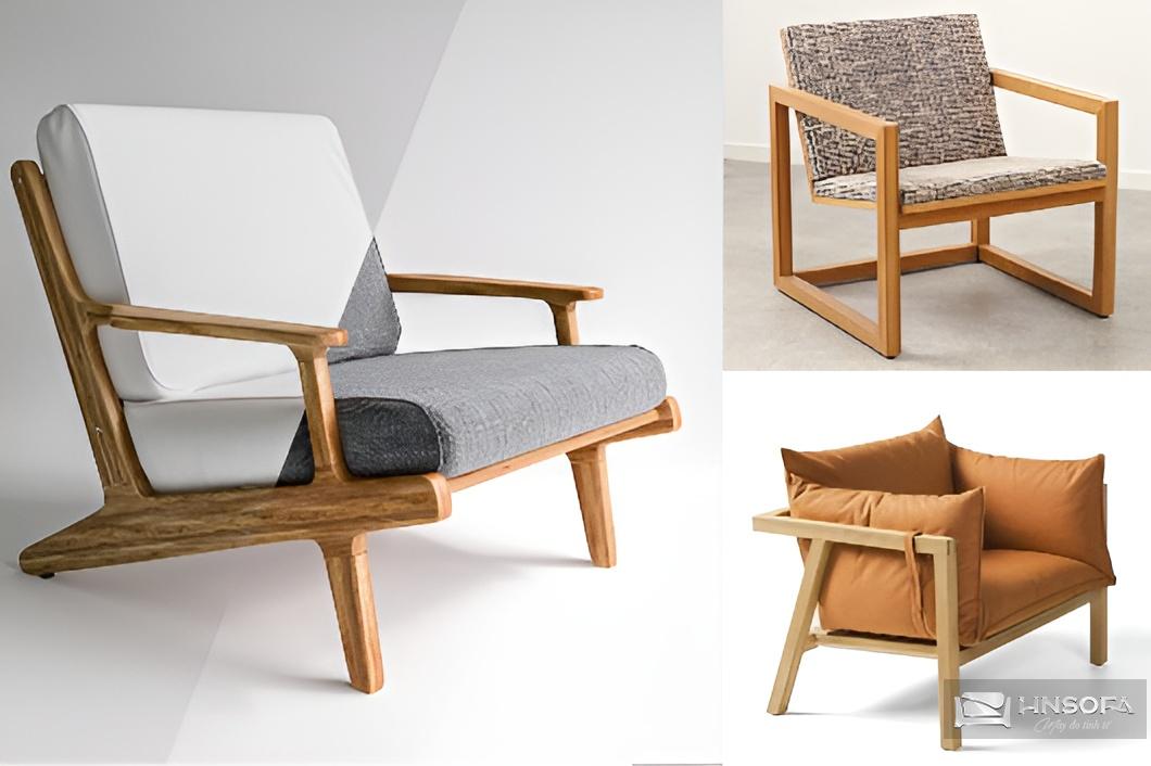 Đa dạng kiểu dáng khác nhau của ghế sofa đơn bằng gỗ