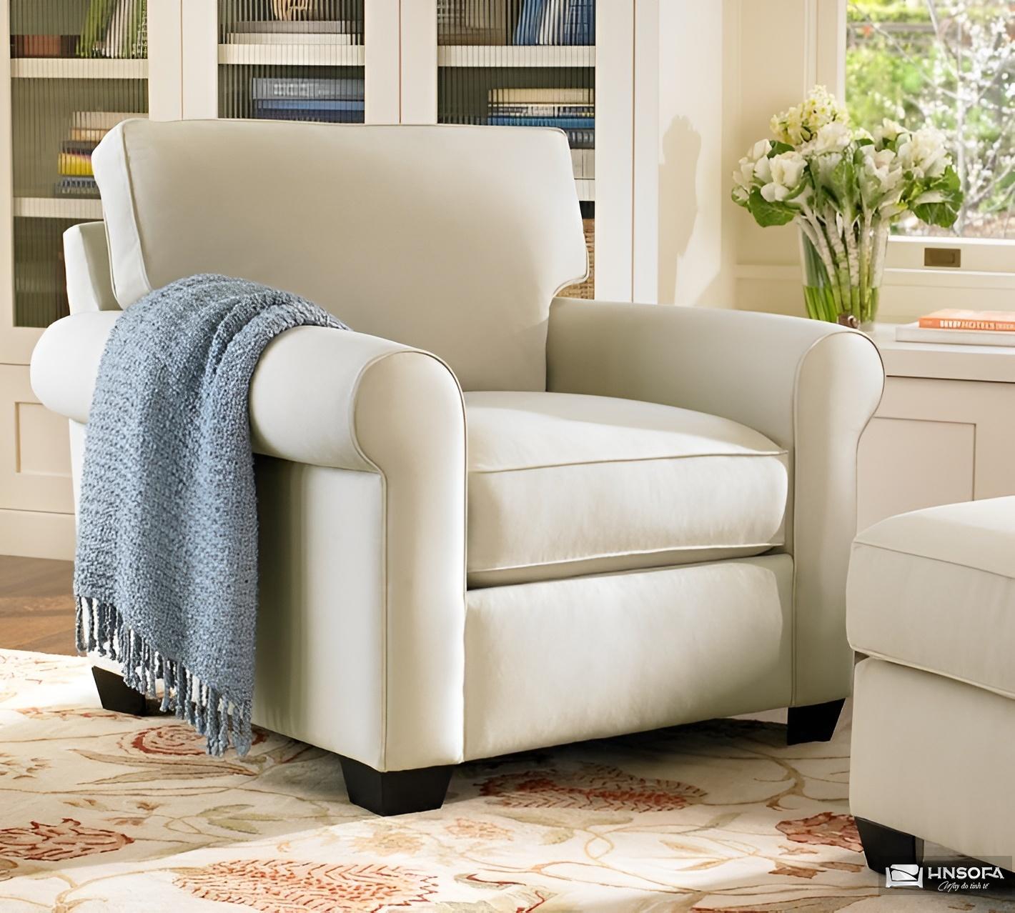 Ghế sofa đơn nỉ vuông SFĐ06 bề thế cho phòng khách hiện đại