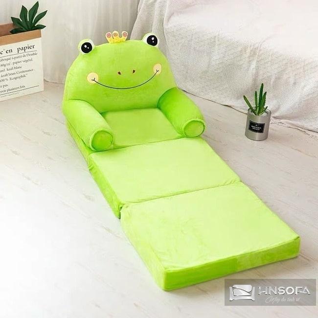 Ghế sofa trẻ em chất liệu đệm mút màu xanh hình con ếch