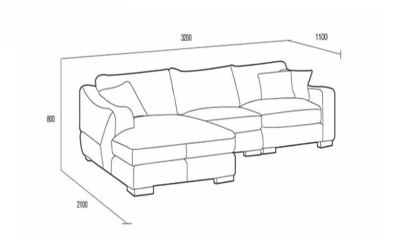 Kích thước sofa chữ L 3.2mx2.1mx0.8m