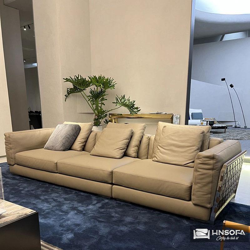 Mẫu ghế Sofa thư giãn da bò đơn giản sang trọng