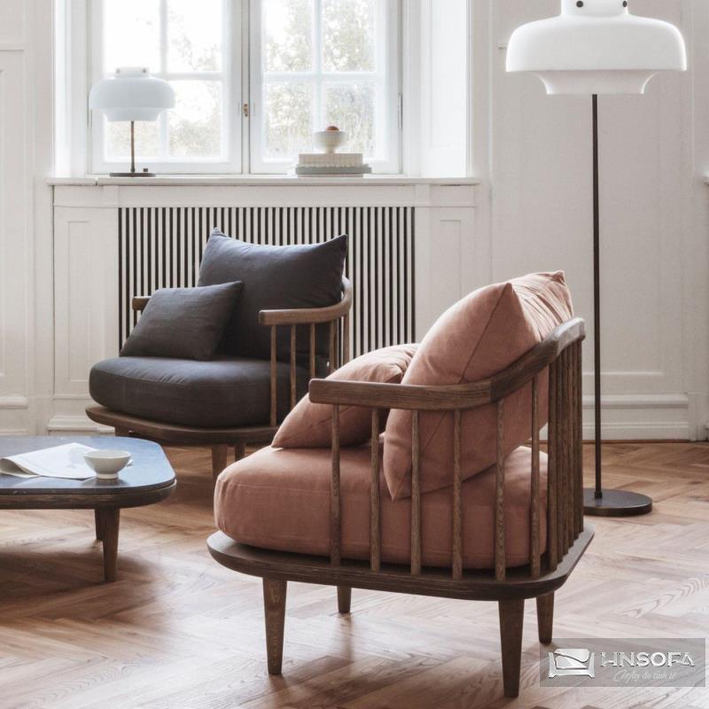 Mẫu sofa fly kết hợp đệm hồng bắt mắt