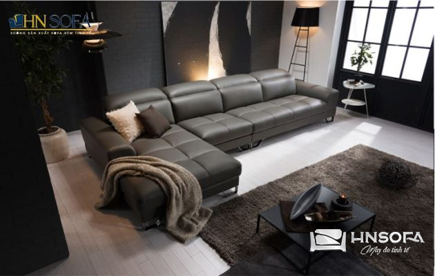 Mẫu sofa góc bọc da Malaysia HNS25 sang trọng cho phòng khách