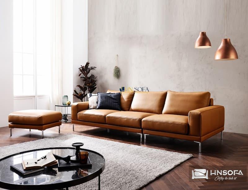 Mẫu sofa văng có kích thước vừa phải kết hợp bàn trà mặt kính