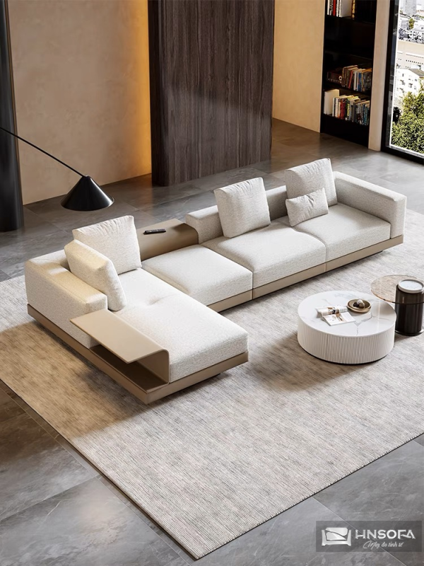 Màu da sofa trắng kem mang đến cảm giác trang nhã