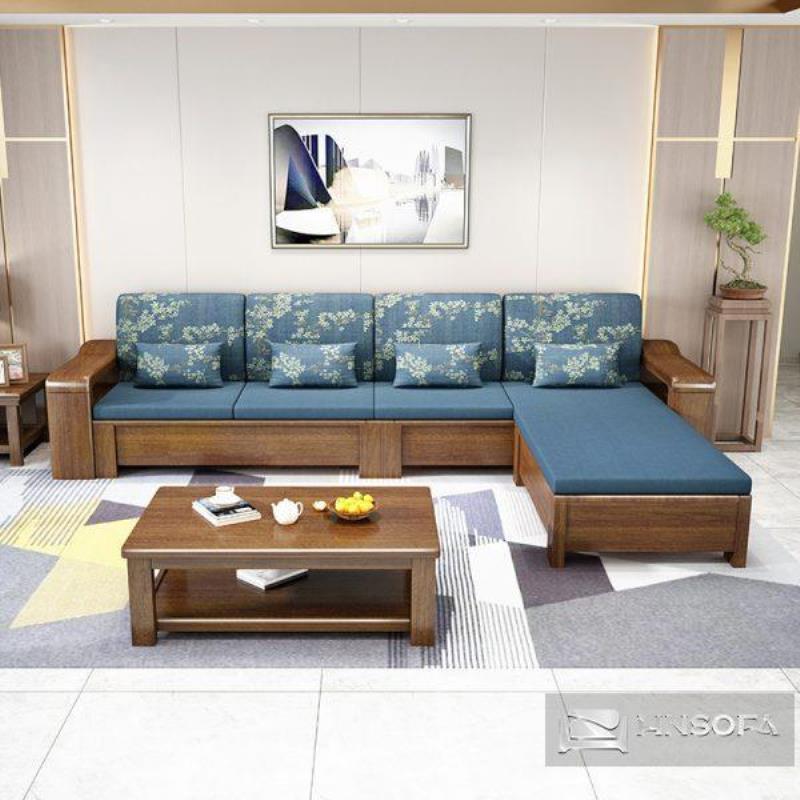 Sofa 2 màu gỗ góc L hiện đại HNW05