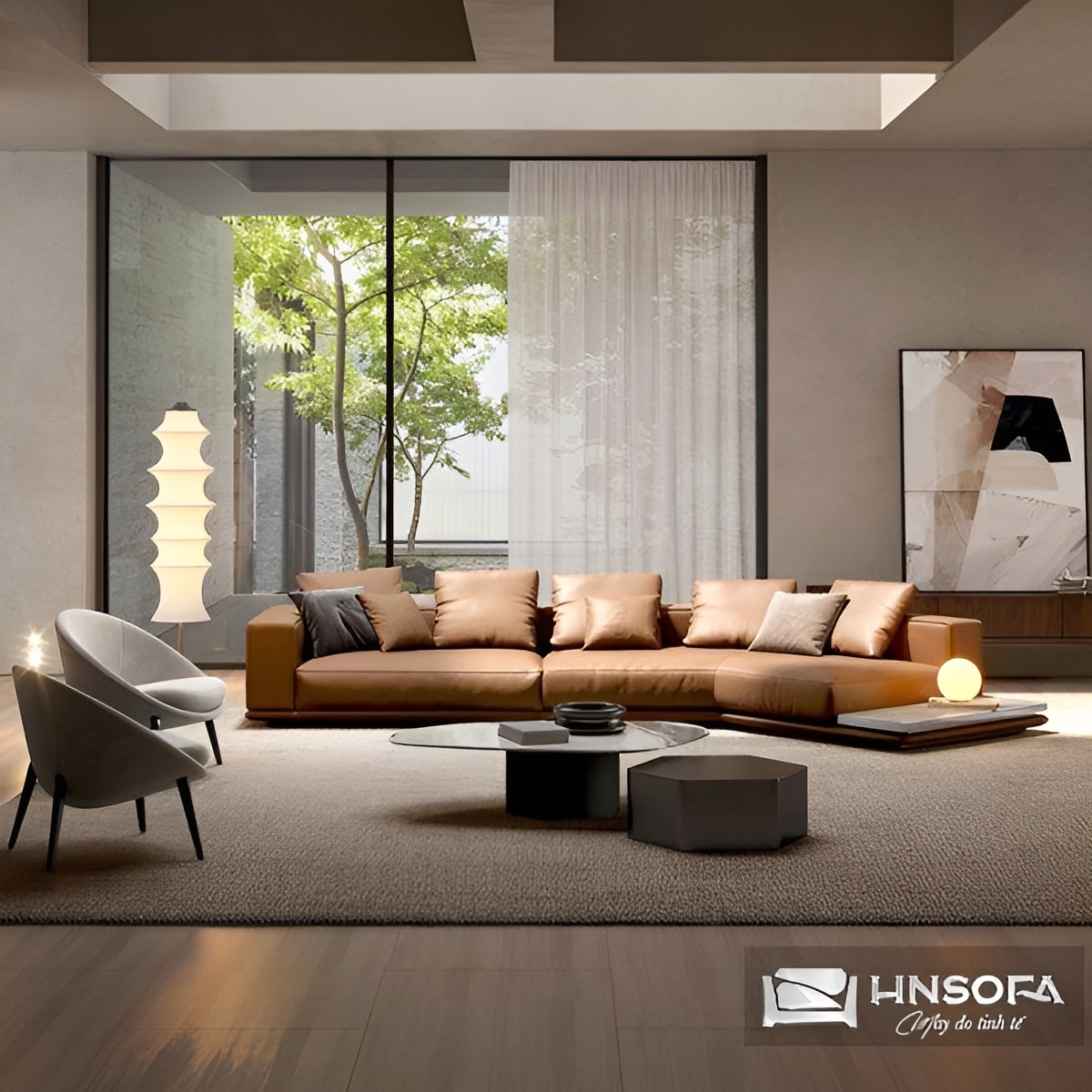 Sofa bọc da bò Ý HNS226
