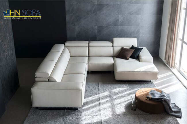 Mẫu sofa chữ U giả da hiện đại