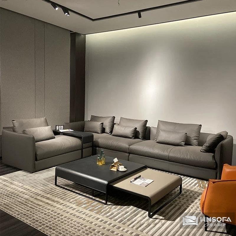 Sofa chuyển góc HNS224 da bò tiếp xúc nhập khẩu Ý