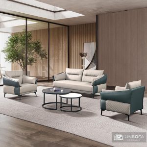 Bộ sofa bọc tiếp xúc da bò nhập khẩu Ý HNS232