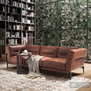 Sofa văng bọc da bò Ý nhập khẩu HNS233