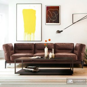 Alternative view of Sofa văng bọc da bò Ý nhập khẩu HNS233