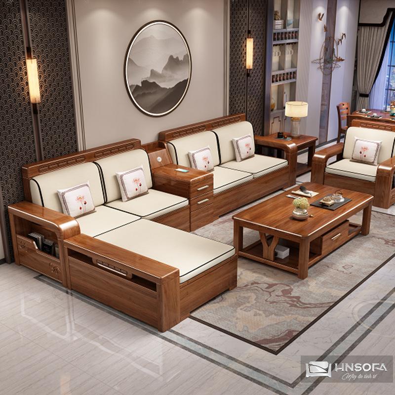 Sofa gỗ cao cấp HNW06 - Ảnh 2