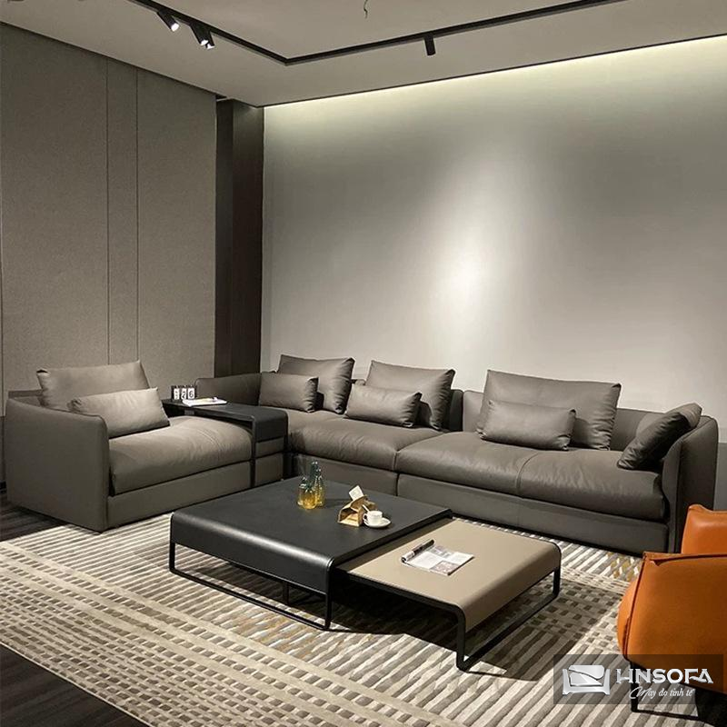 Sofa góc L da bò tiếp xúc nhập khẩu Ý HNS224
