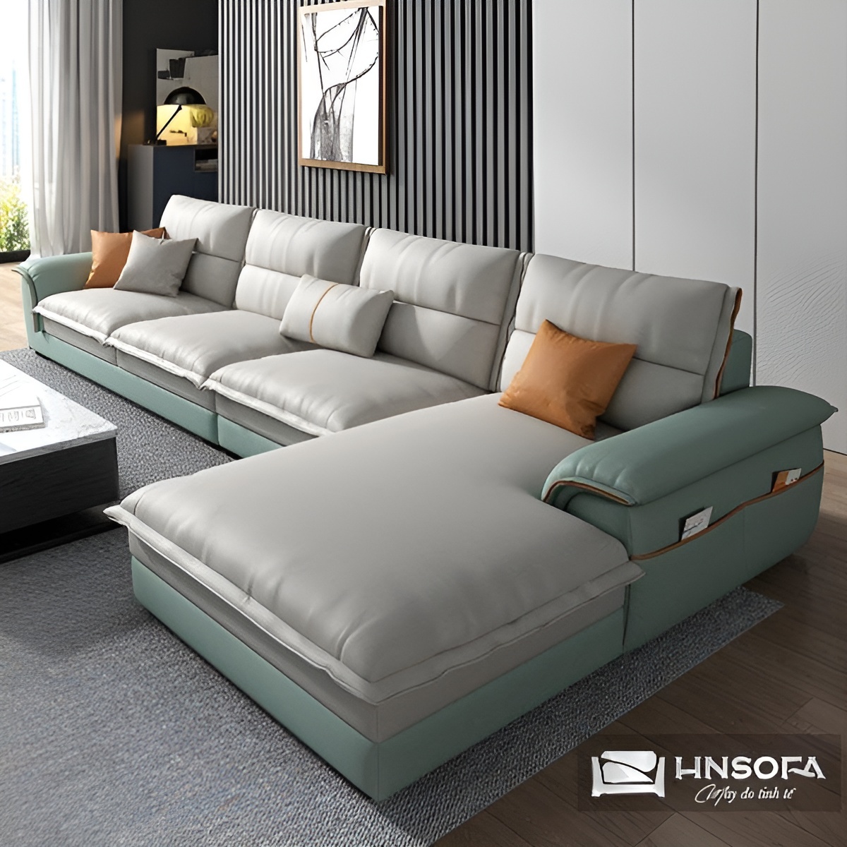 Sofa góc L da PU HNS198