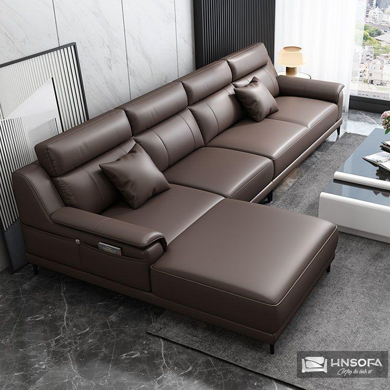 Sofa phòng khách nhỏ góc L hiện đại HNS192 bọc da Ý nhập khẩu