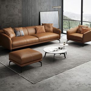 Ghế sofa văn phòng dáng văng bọc da phong cách Ý VP02
