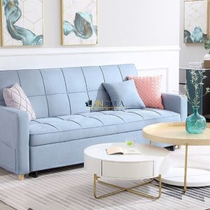 Mẫu sofa văng gỗ họa tiết kẻ sọc tinh tế, đời mới HNSG04