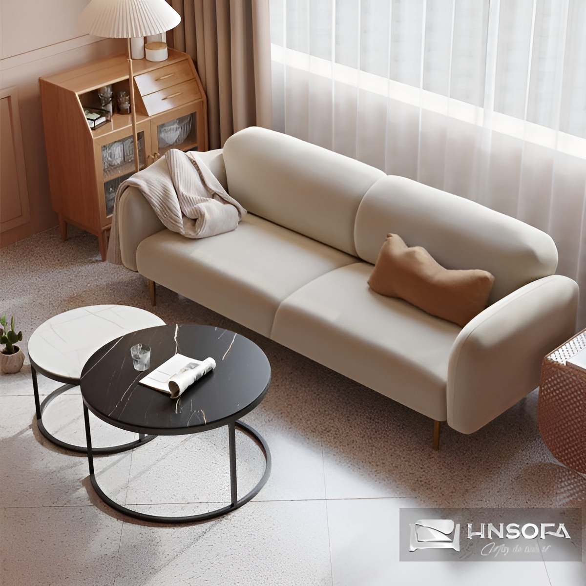 Sofa văng HNS169 chất liệu nỉ nhung Việt mềm mại