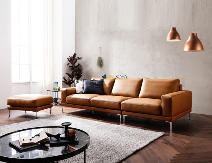 Sofa văng hiện đại da bò ý 100% HNS88