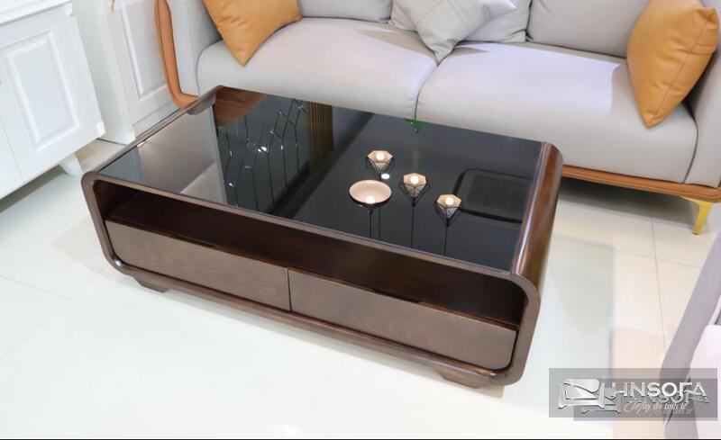 Bàn sofa gỗ hình hộp tạo sự ấm áp cho không gian