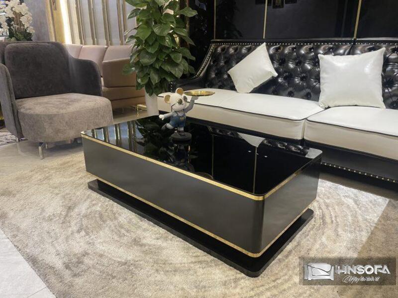 Bàn sofa gỗ viền kim loại tinh tế